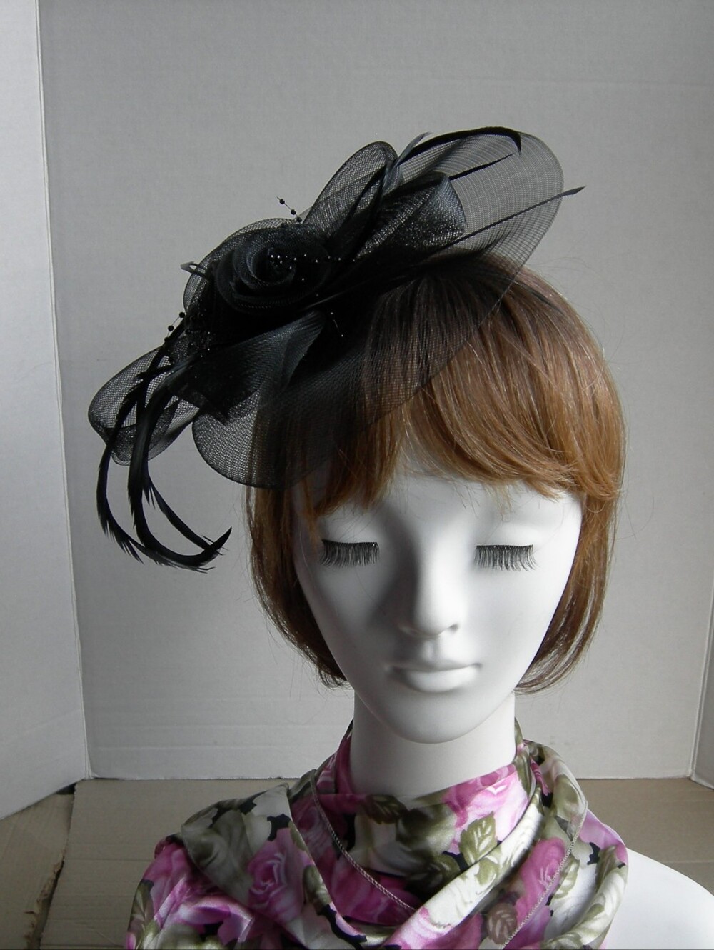 Black Floral Fascinator Headband